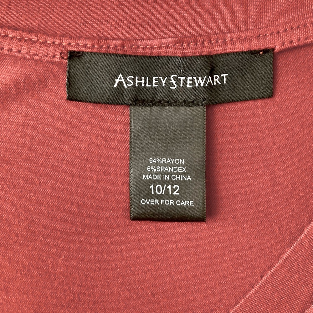 Ashley Stewart Basic Stretch Knit V Neck Tee - Picture 2 of 4